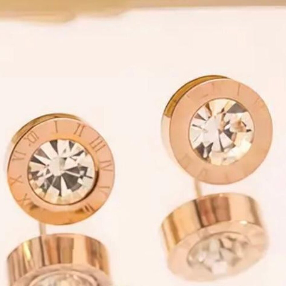 NEW- High-quality stainless steel hypoallergenic Golden stud earrings - ROSEGOLD - Picture 5 of 5